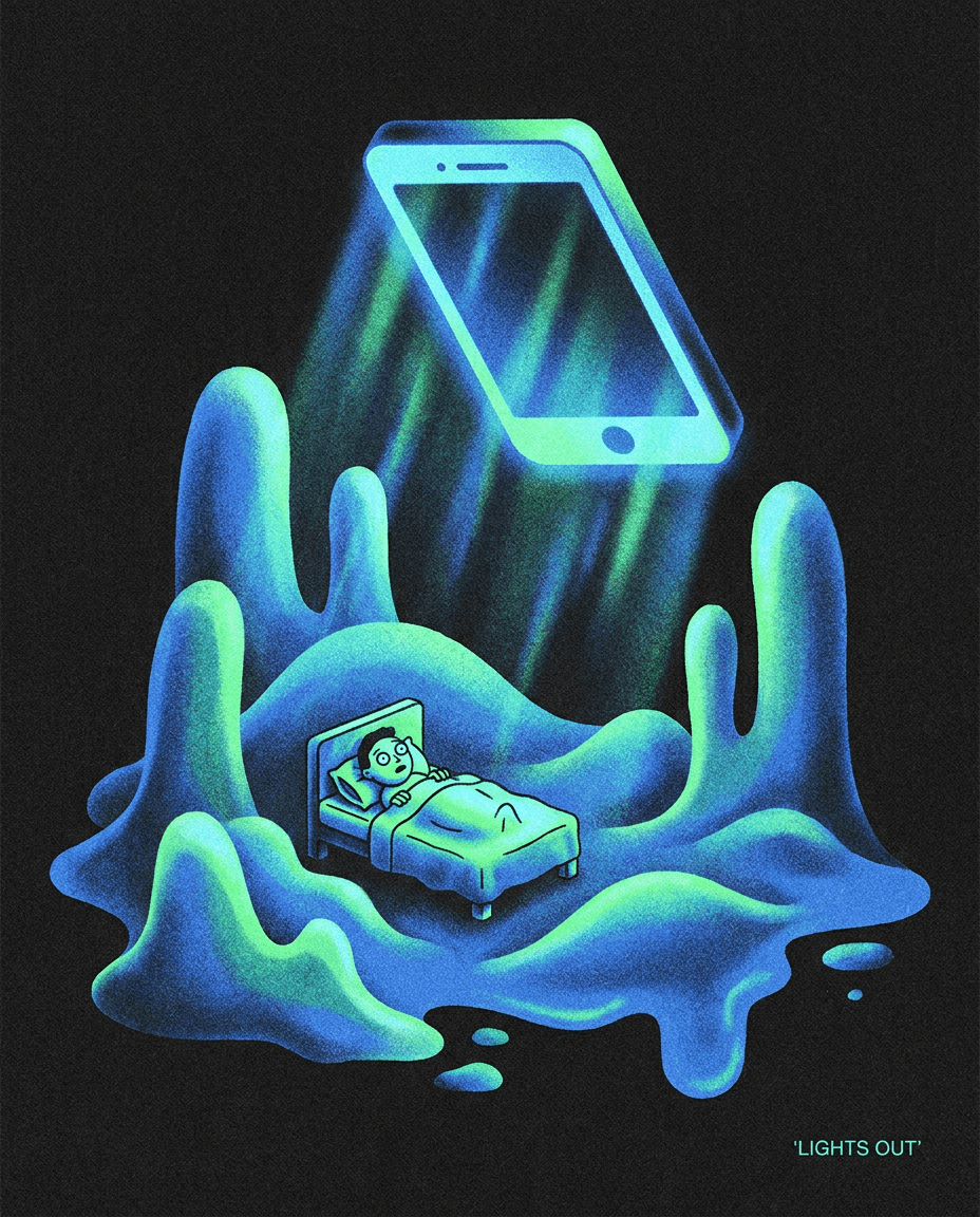 Editorial illustration ad for a sample sleep brand